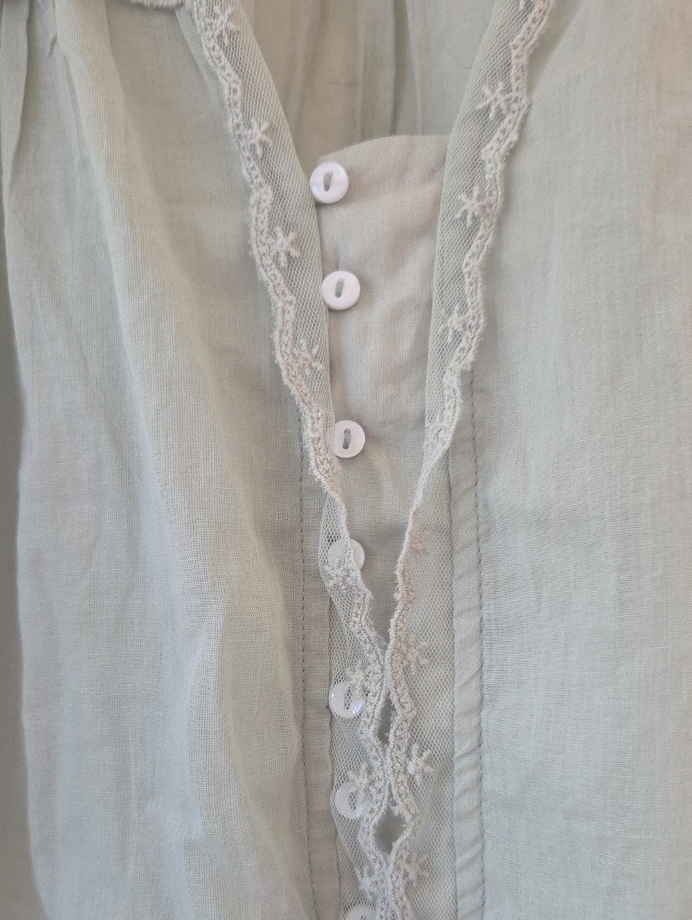 Free People Size M- Light Sage Ruffle Peasant Top - Picture 3 of 5